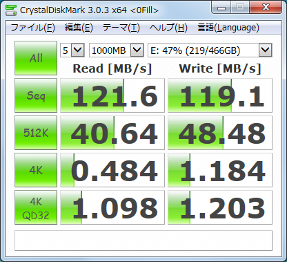 日立GST HDS721050CLA362 DESKSTAR 500GB 0S02600 HDD CrystalDiskMark Read/Write 0Fill 2010年