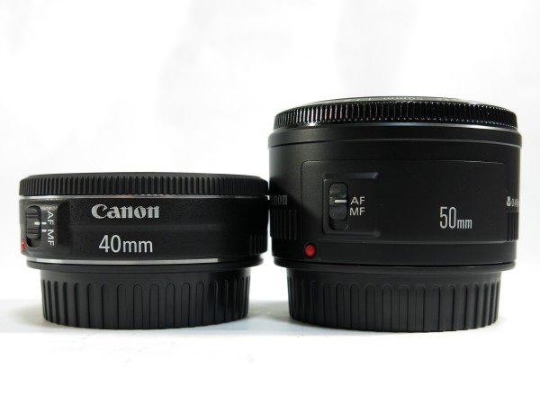Canon EF40mm F2.8 STMとEF50mm F1.8 IIの長さ比較