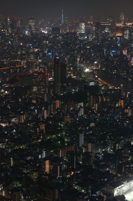 ズームで見た東京タワー付近の夜景